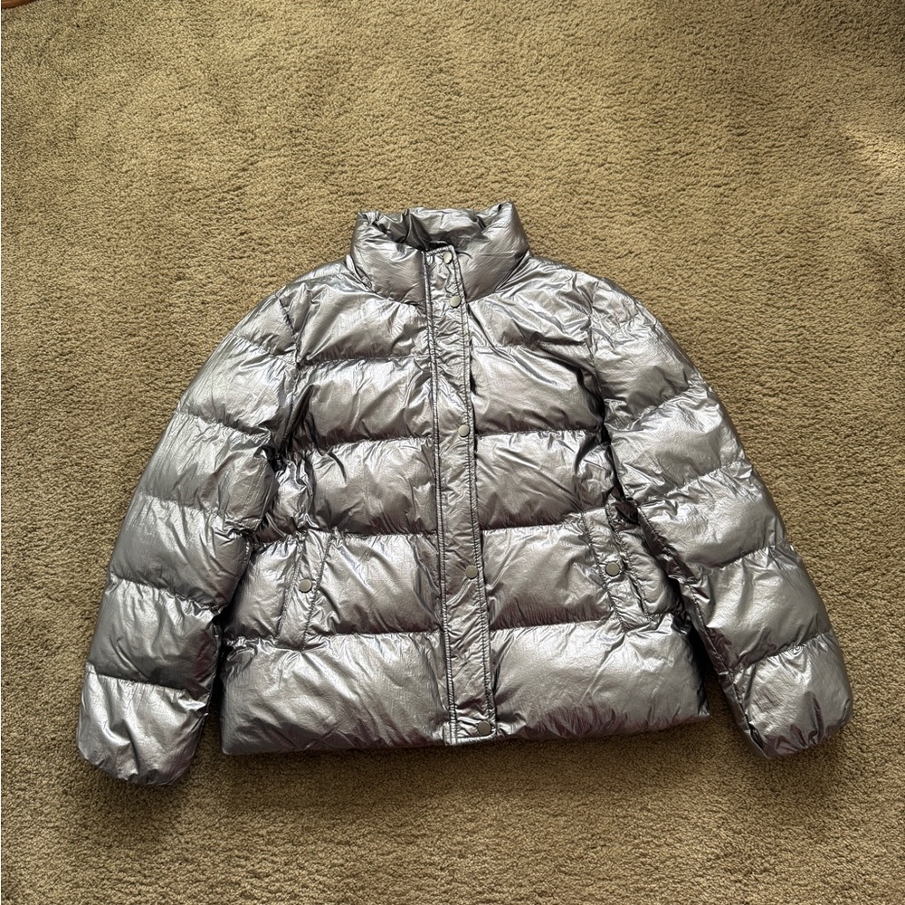 Metallic Silver Puffer Jacket